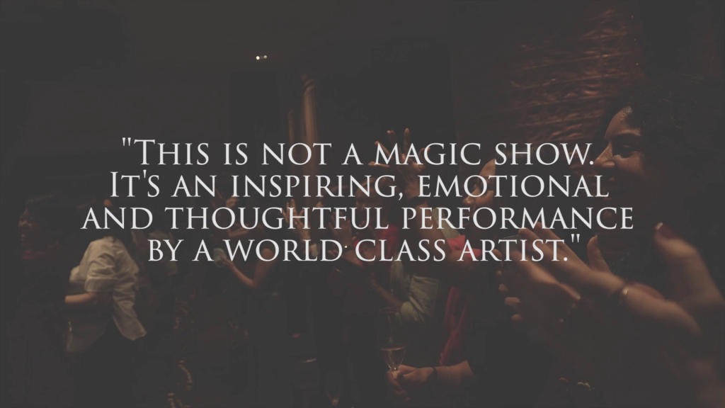 testimonial on image of audience watching magic show