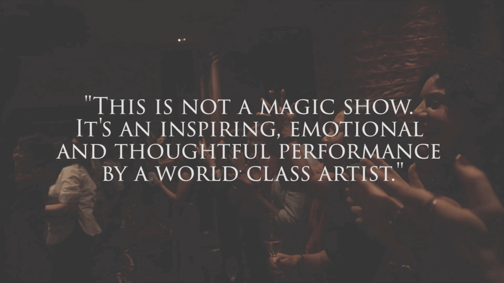 testimonial on image of audience watching magic show